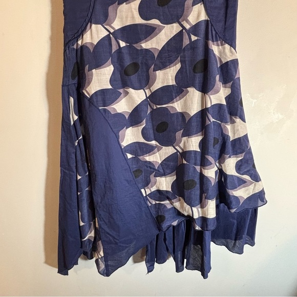 PILE OU FACE Sz T2 (US L estimated) Floral Midi Dress Asymmetrical Silk Blend - Picture 10 of 11